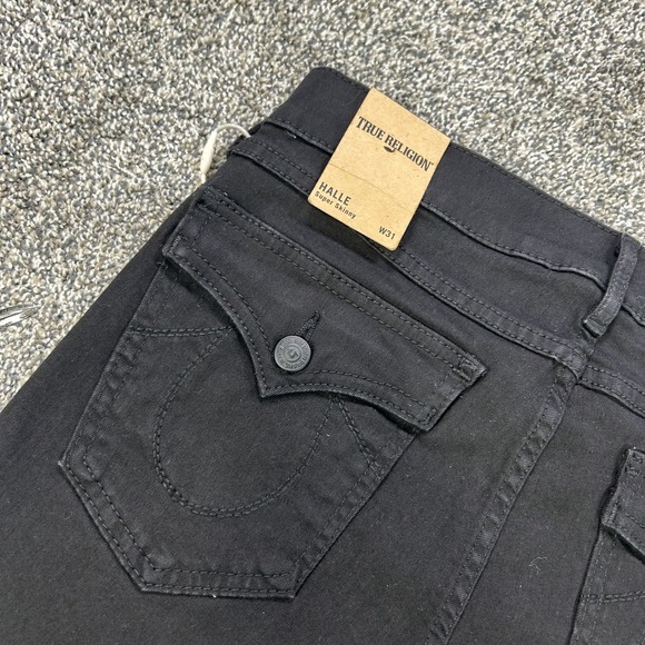 NEW True Religion Halle Super Skinny Jeans Womens 31 Black Denim USA Made Casual - Picture 8 of 16
